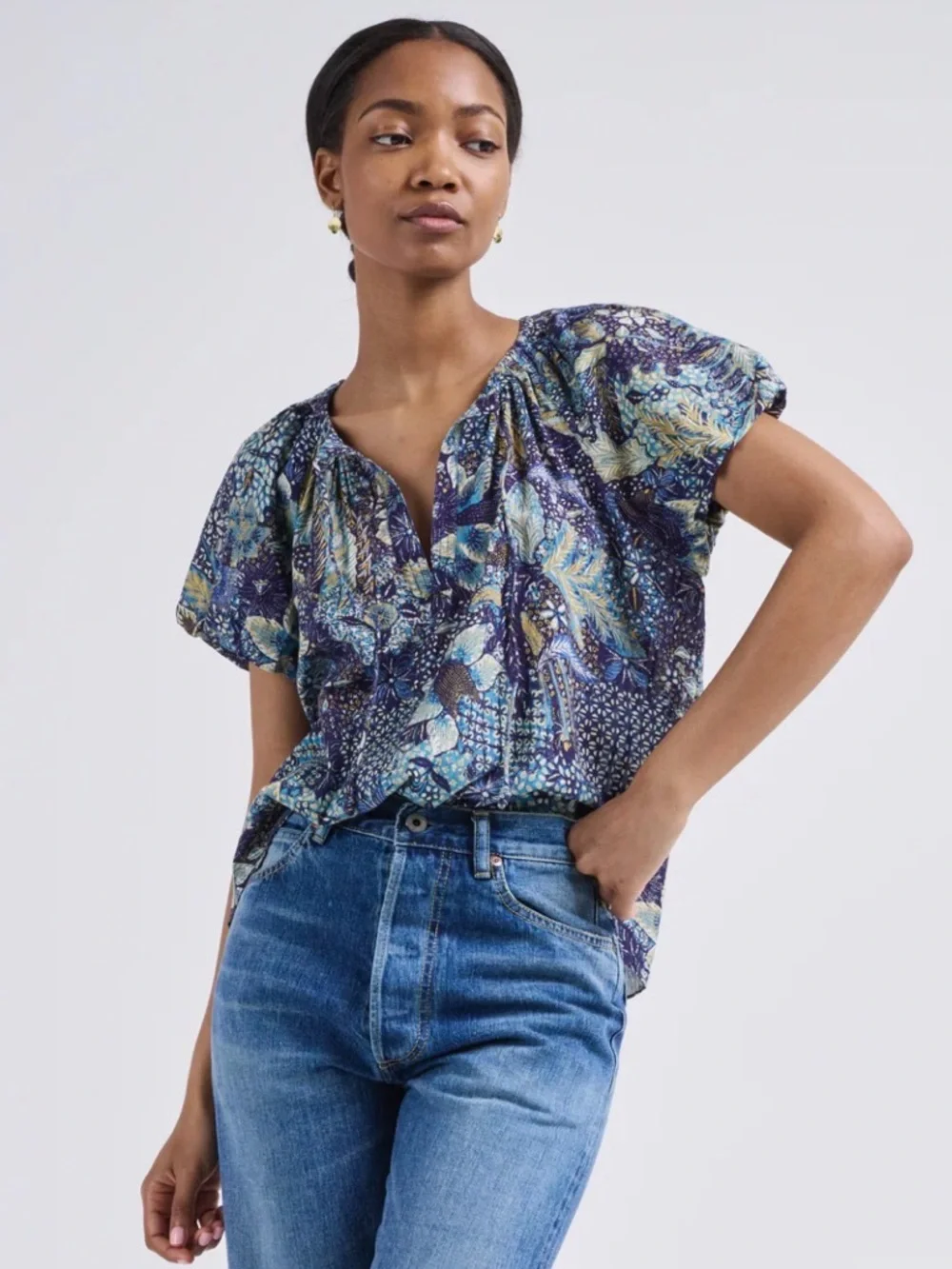 Ulla Johnson NWT Issa Portofino Short Sleeve Tunic Top Blouse Shirt **Size 6** - Picture 2 of 10